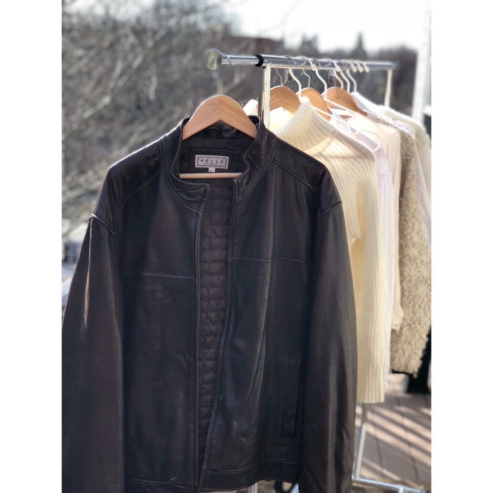 People Studio - Men’s Brown Leather Bomber Jacket - Picture 6 of 6